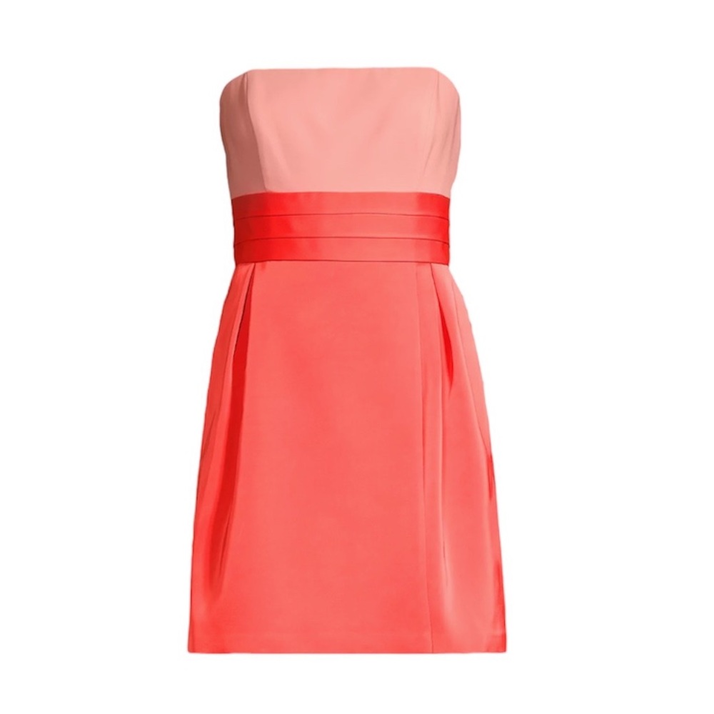 Aidan Mattox NWT‎ Strapless Pleated Colorblock A-Line Mini Dress